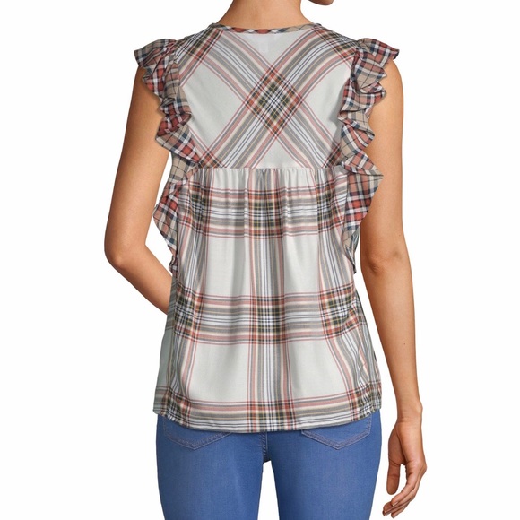 New Time and Tru Women's Ruffle Sleeve Tank Top - Picture 5 of 8